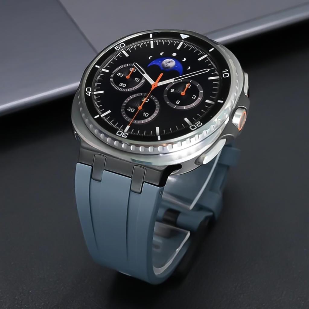 Luxury Silicone Band For Samsung Galaxy Watch 8/8 Classic Sport Strap Metal Buckle Connector For Galaxy 8 Classic 46mm Bracelet