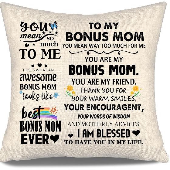 To My Bonus Daughter Gift Ideas Throw Pillow Covers for Bonus Daughter from Bonus Mom Bonus Dad Birthday Graduation Thanksgiving