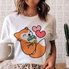 Summer Short Sleeve Tshirt Lady Fox Drinks Causal White T Shirts Women Clothing Cartoon Printing Kawaii T-Shirt Femme Tee Shirt