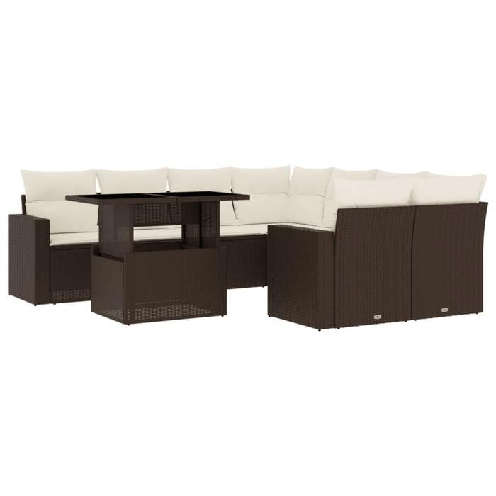 VidaXL Salon de jardin avec coussins 9 pcs marron résine tressée 3267173