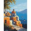 Diamant Schilderij Kit. Doe-het-zelf Diamantkunst. Santorini Mediterrane Scenery Cadeau voor Vrienden en Familie. Woondecoratie Kunstwerk (Volronde Boren)
