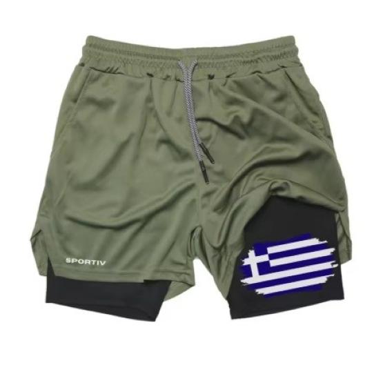 Greece Flag Camouflage Muay Thai Kick Boxing Shorts Men Women Unisex Casual Sportswear Double Layer Quick Dry Training Sport Gym Fitness Workout