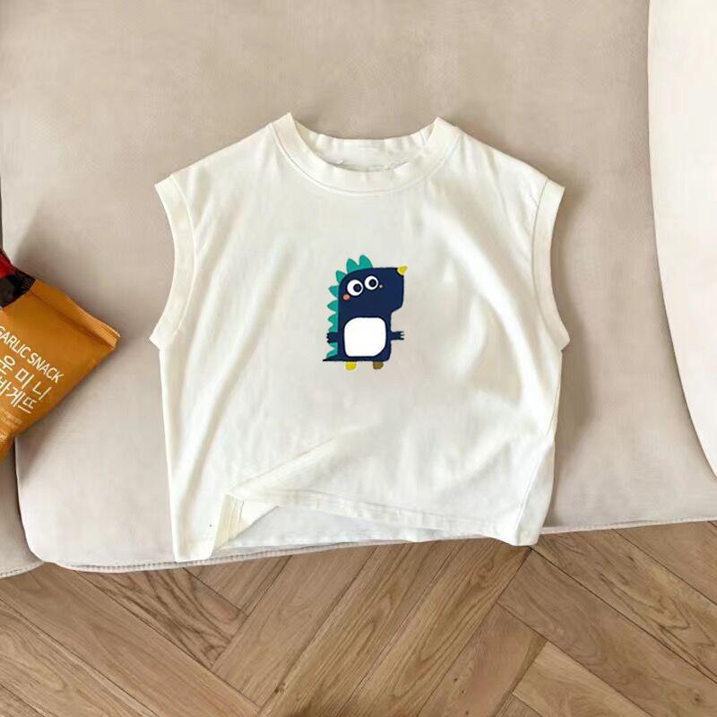 Kids Summer Cotton Cartoon Print Sleeveless Vest Breathable Top For Boys And Girls 80