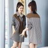 Autumn New Striped Shirt Design Niche Shawl Fake Two-piece Shirt Autumn Long-sleeved