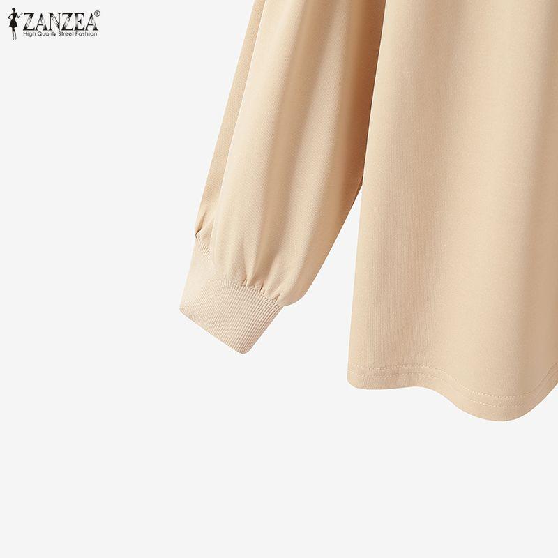 ZANZEA Women Casual Round Neck Loose Long Sleeve Spring T-Shirts