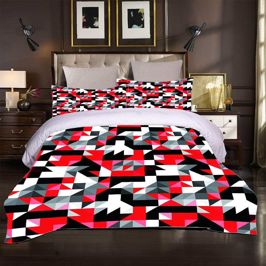 Bedding Set 3D Art Geometric Patterns Duvet Cover with Zipper Closure Comforter Cover Queen King Full Polyester Quilt Cover