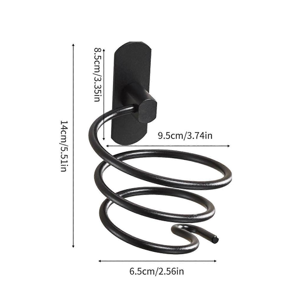 Aluminum Hairdryer Holder Convenient Hair Dryer Armrest Wall Mounted Blow Dryer Hanger Hairdryer Organizer Stand Black
