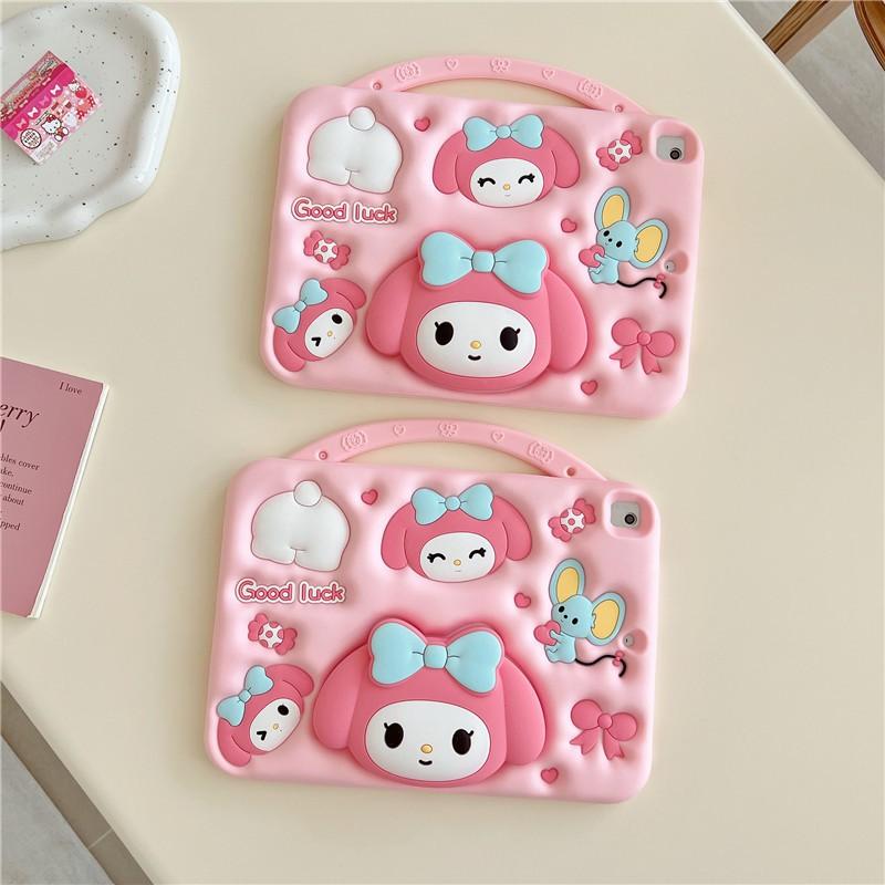 Silicone Case IPad 10 10.2 Inch With Kickstand Wrist Strap Cute Melody Cartoon Design Shockproof Anti-Scratch Soft Shell