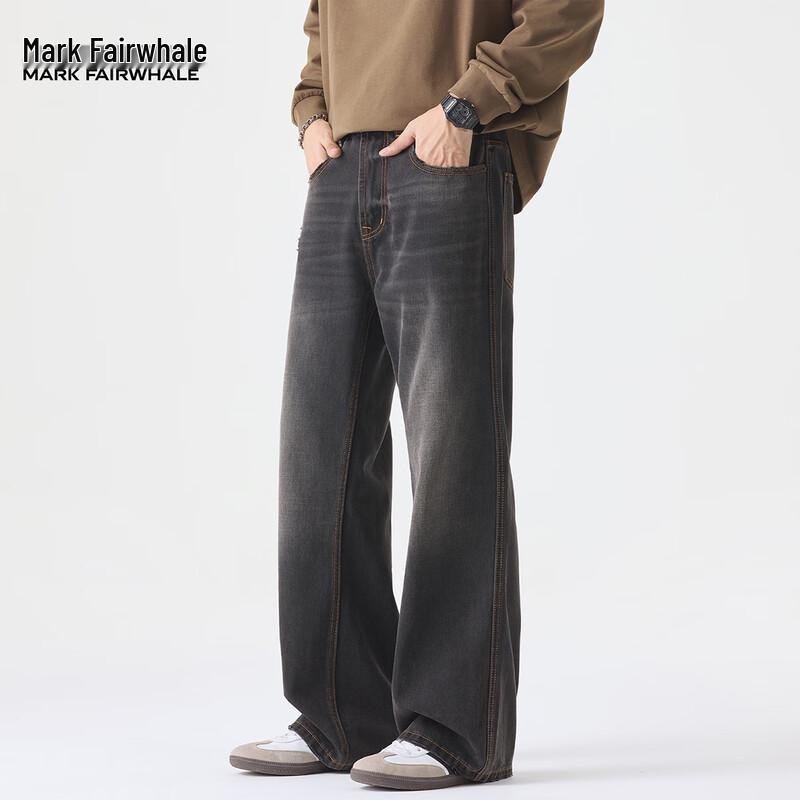 

Мужские джинсы Mark Fairwhale кофейно-серого цвета, вываренные, прямого кроя, с потертостями 38