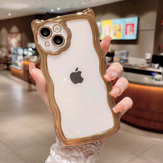 Überzug niedliche 3D-Katzenohren Welle klare Telefonhülle für iPhone 13 11 12 Pro Max Xs Max Xr X klare transparente stoßfeste weiche Abdeckung