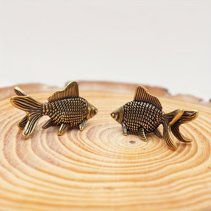 Vintage mosazná soška zlaté rybky Šťastný talisman Zvířecí socha pro dekoraci domova a stolu Perfektní dárek k Valentýnu