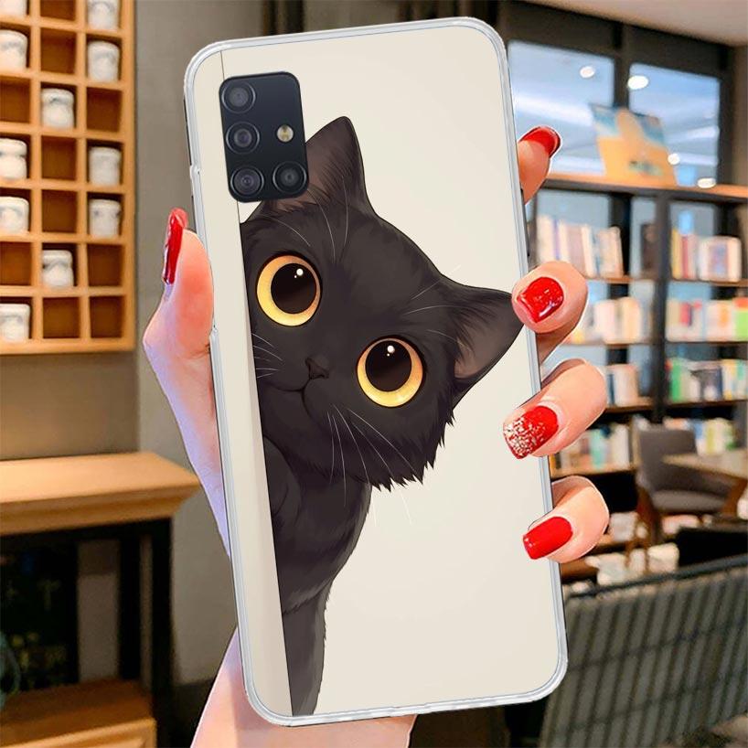 

Cat Cute Kitten Cartoon Cover Phone Case For Samsung Galaxy A12 A22 A32 A52 A72 A02S Phone Case Note 20 Ultra 10 S10 Plus A51 A7 Samsung A10