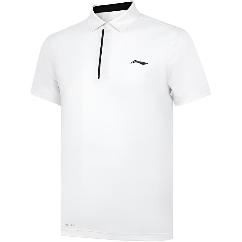 Li Ning Polo Shirts Men's White Polo Collar Moderate Straight Fit APLT031-2