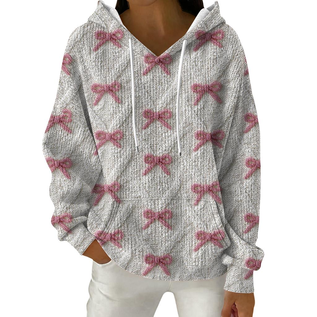 Women's Fashion Casual Christmas Print Pullover Long-Sleeve Hooded Sweatshirt