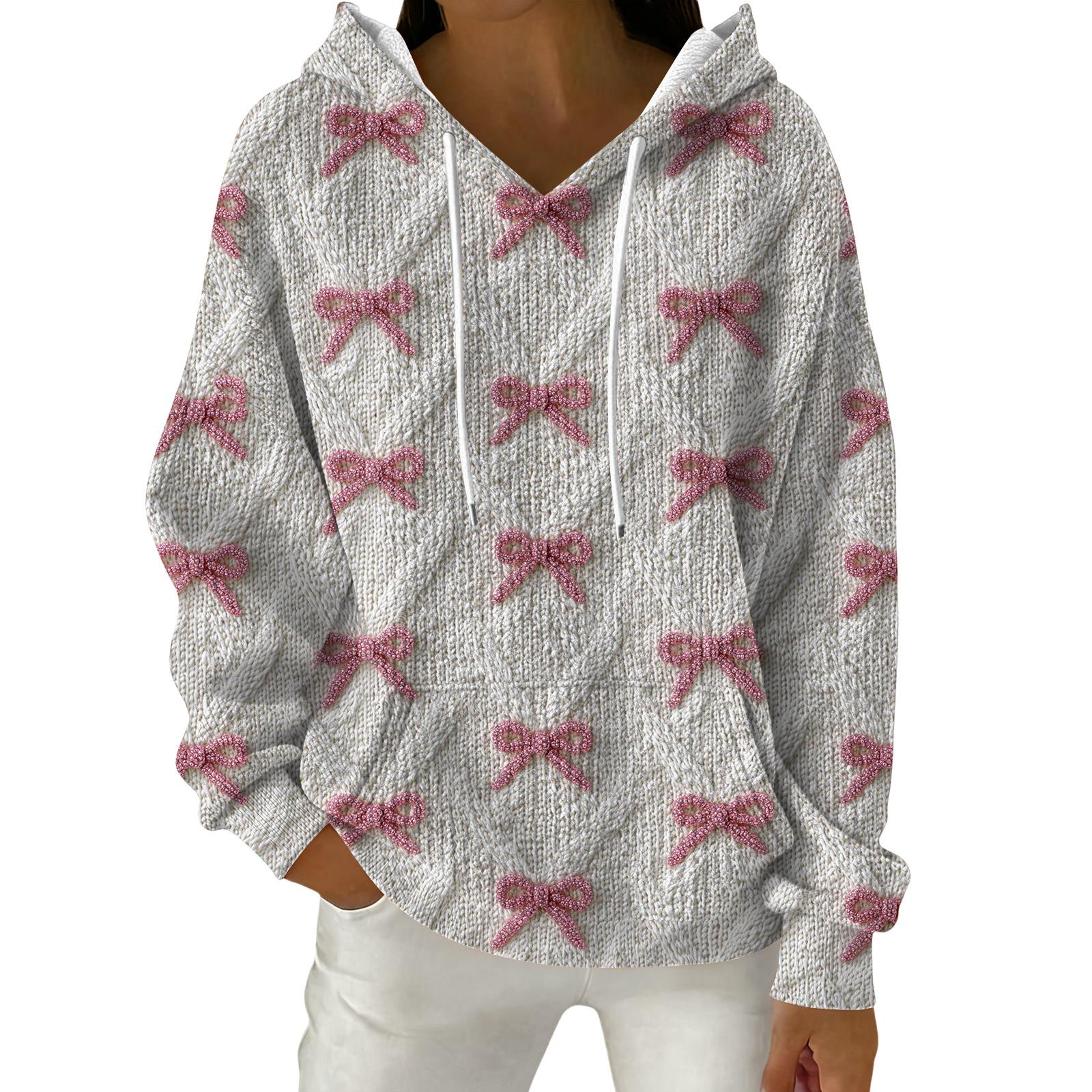 

Женский модный повседневный пуловер с рождественским принтом, толстовка с капюшоном и длинными рукавами S белый