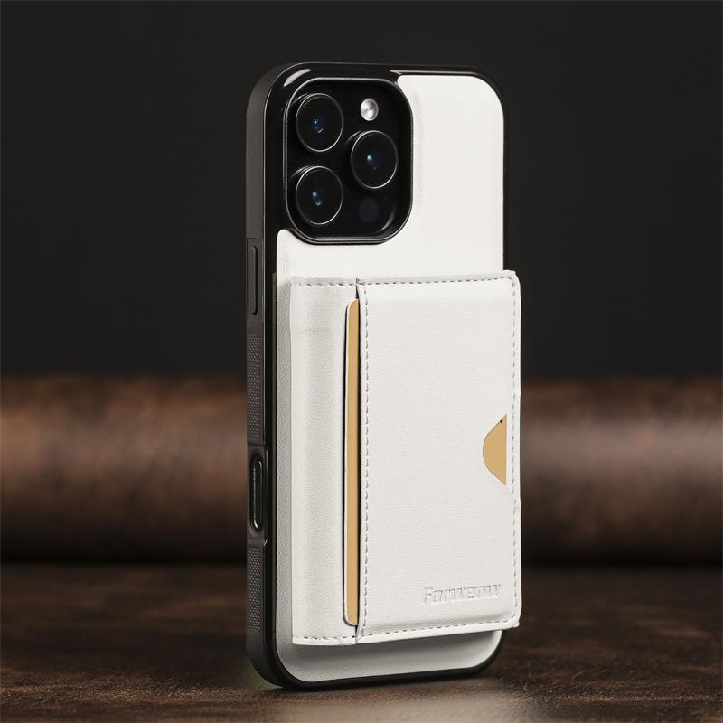 2-in-1 Magnetic Wireless Charging PU Leather Phone Case for iPhone 17 Air 17E 16 15 Pro 14 13 12Pro 11 XS Pro Max SE XR 7 8