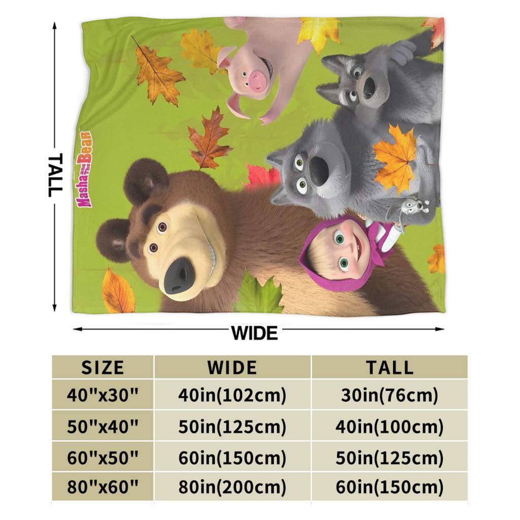M-Mashas and B-Bears Blanket Multiple Sizes Soft Fuzzy Plush Kawaill Bear Throw Blankets for Sofa Couch and Bed