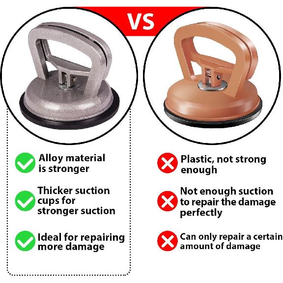 Dent Puller Suction Cup Kit - Paintless Car Body Repair Tool For Dent Removal, Aluminum Alloy Heavy Duty Suction Cups With Thickened Rubber Base For