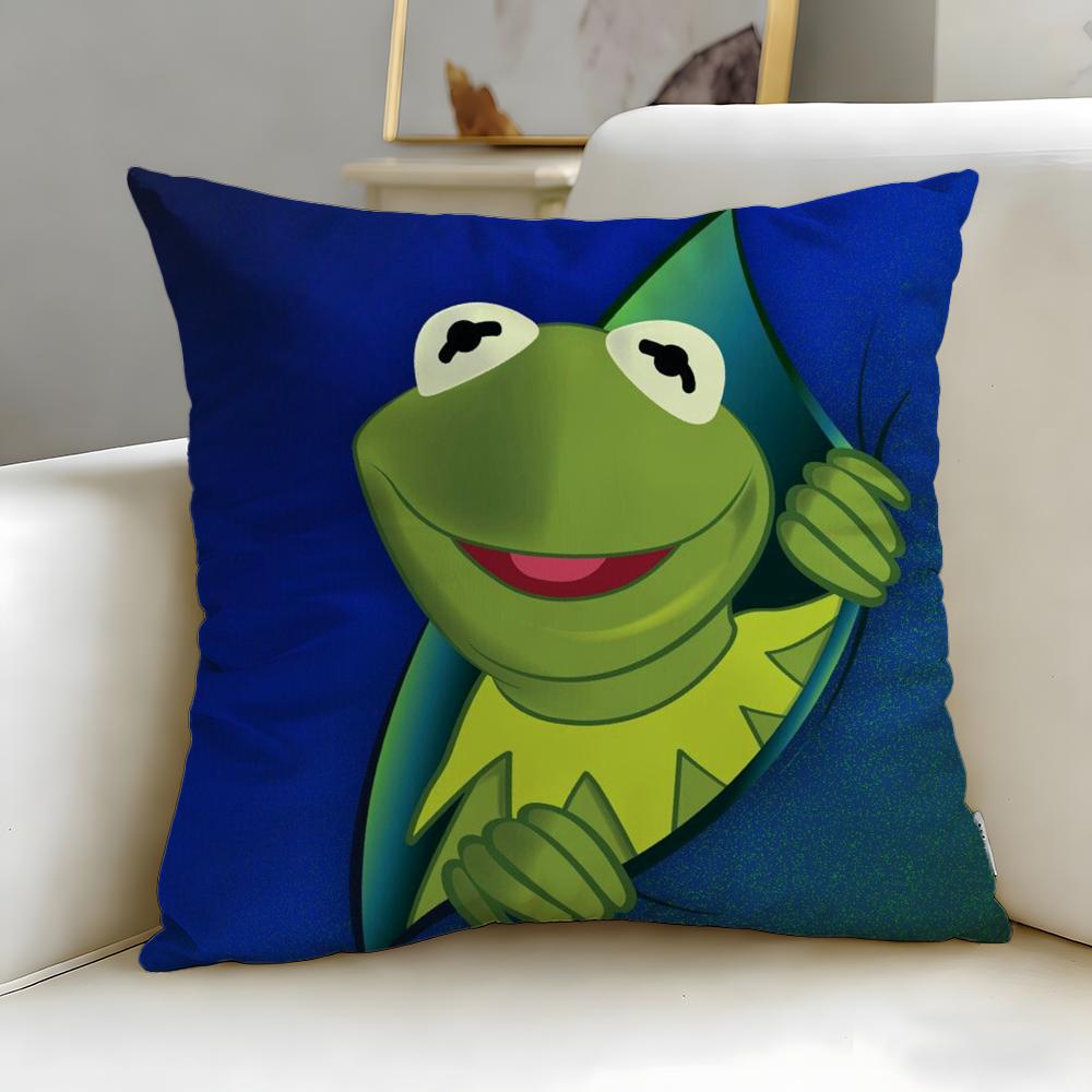 cartoon character Kermit the Frog Cushion Cover Soft  EasyWash Pillow Case  Versatile for Couch Bed Travel and Office