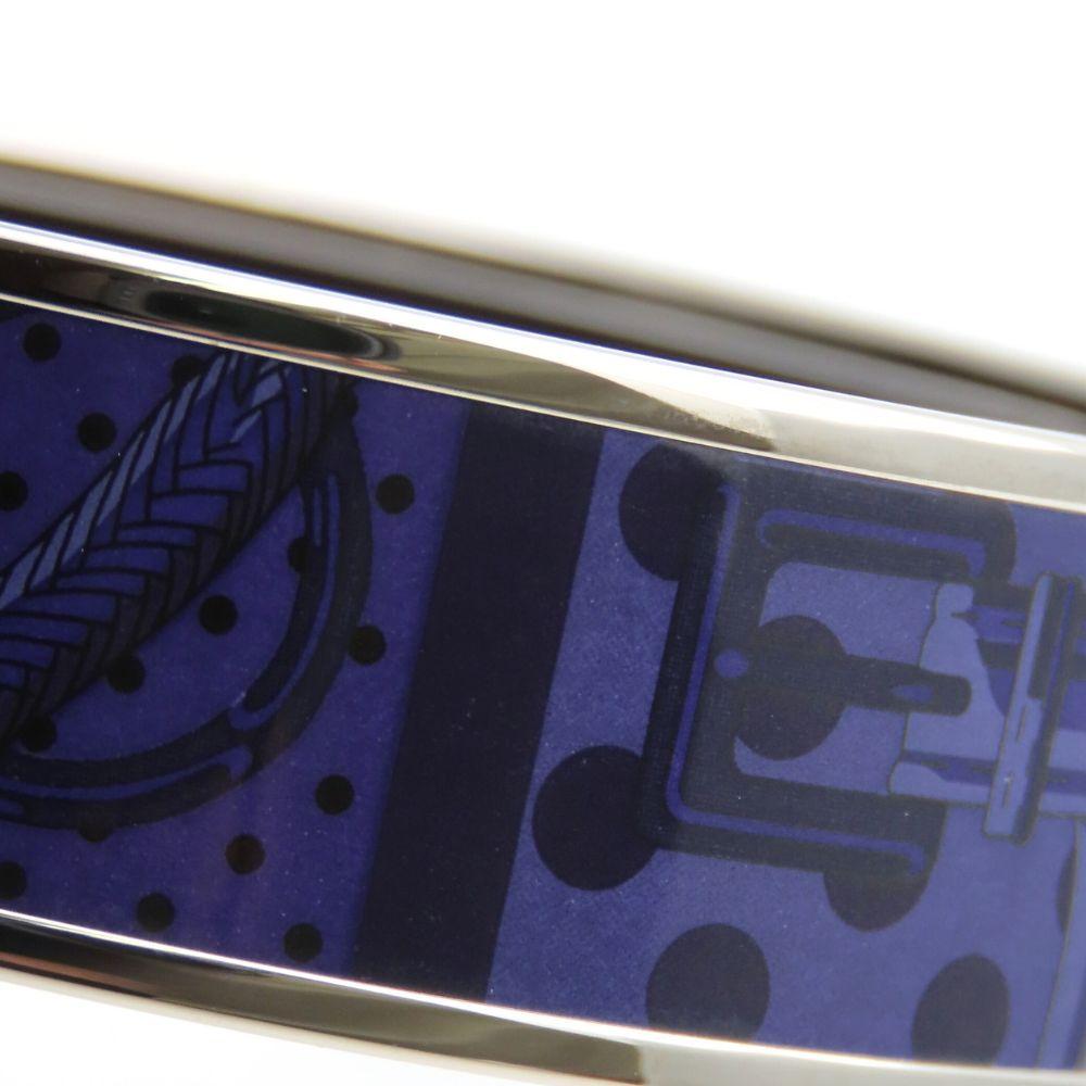 Used HERMES Bangle Emilel GM metal/enamel 38.5g Purple Silver Cloisonne