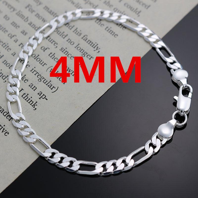 Noble New Arrive 925 Sterling Silver 4MM Chain for Men Women Bracelet Necklace Jewelry Set Lady Christma Gifts Charms Wedding