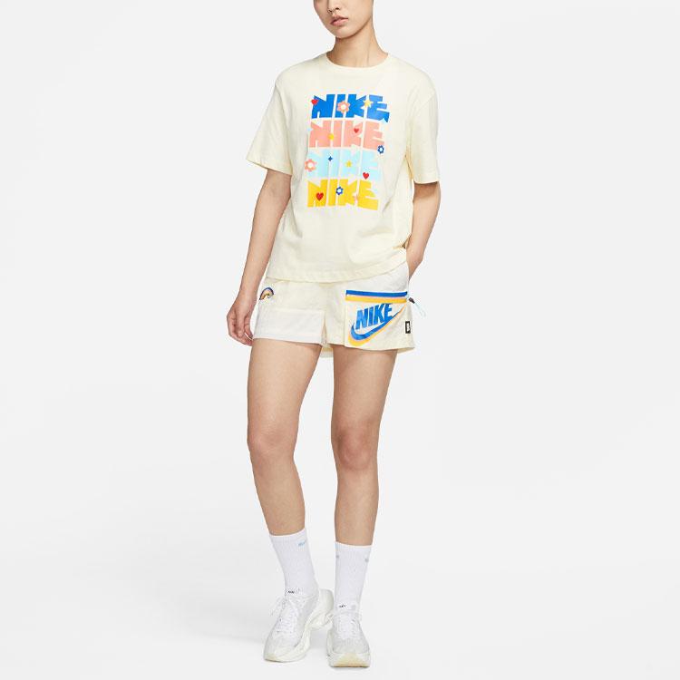 Nike Sportswear Essential Logo Print T-Shirt Women Tops Coconut-Milk DJ5377-111