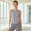 Colete Feminino Cor Sólida Caimento Solto Sem Mangas Tops Gola Redonda Malha de Rede Costura Fina Yoga Esporte Tops Uso Diário