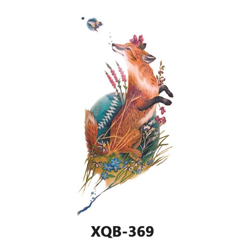 Tattoo Sticker Small Full Arm Animal Tiger Wolf Flower Arm Half Arm Waterproof Lasting Black and White Transfer Sticker