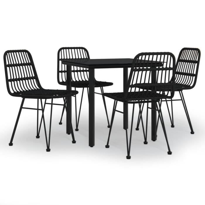 3157895 vidaXL Mobilier à dîner de jardin 5 pcs Noir Résine tressée