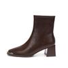 Women's Super Comfortable Chunky Heel Martin Boots - High Heel Square Toe Ankle Boots, Soft Leather, Short Tube Design