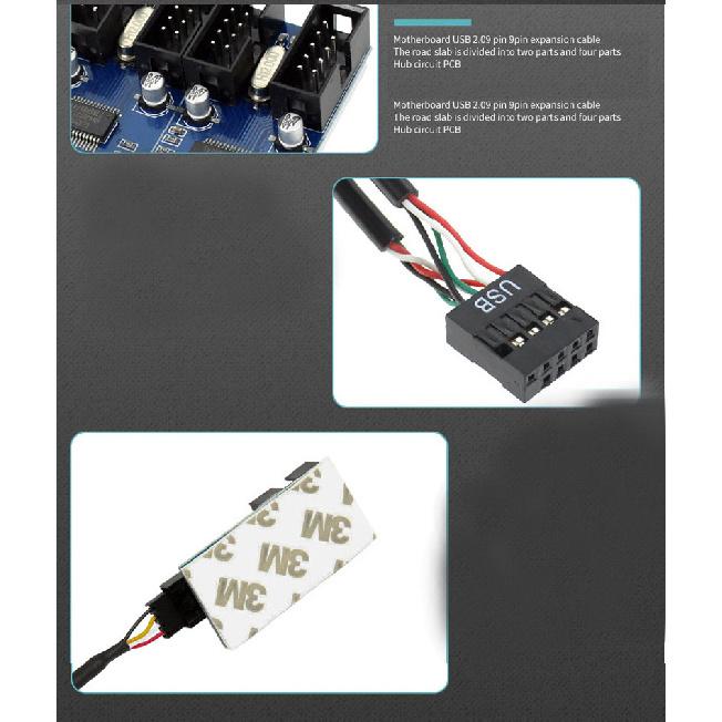 Motherboard USB 2.0 9Pin Female Interface Header Splitter 1 To 2/4 Extension Cable Adapter 9-Pin PC Computer USB HUB Connectors
