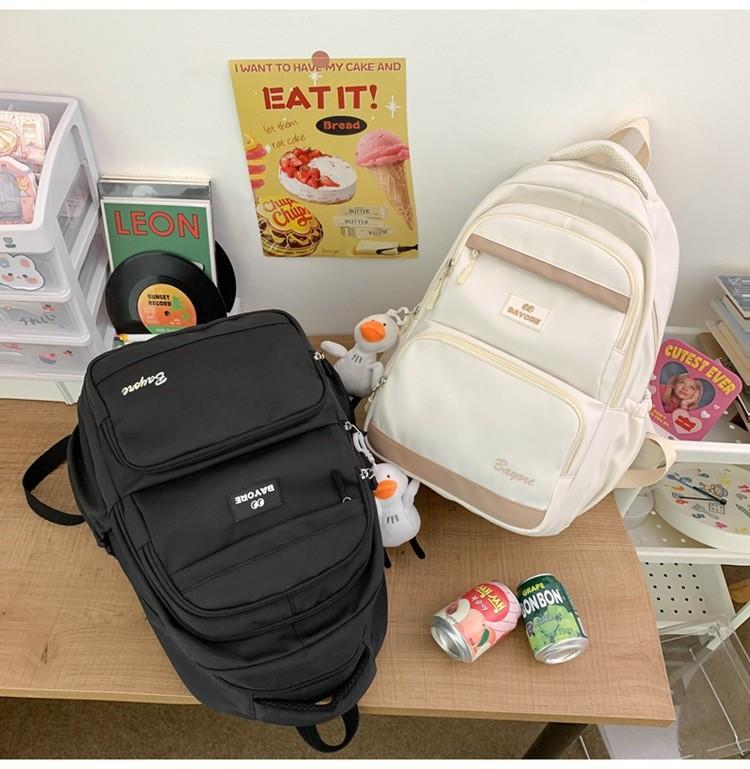 Letter Bayore Pattern Backpack Multi Compartment Ergonomic Casual Schoolbag