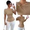 Ευρωπαϊκό Γυναικείο Ασύμμετρο T-shirt Slim-Fit με Μεταλλικό Διάκοσμο