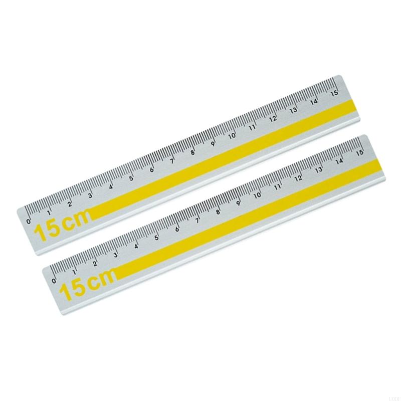 Pack Of 2 15cm Aluminum Straight Ruler With Anti Slip Grip And Clear Marking
