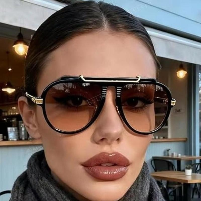 Oversized Retro Aviator Sunglasses for Women Men Trendy Gold Metal Sun Glasses Pilot Gradient Shades