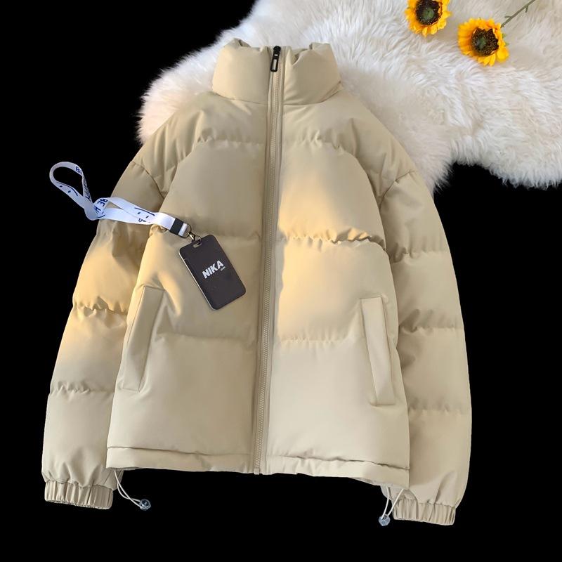 Stand-up Collar Cotton Clothing Men and Women Paragraph Winter Thickened Loose Cotton Jacket Couple Paragraph Casual Bread Clothing Cotton Jacket