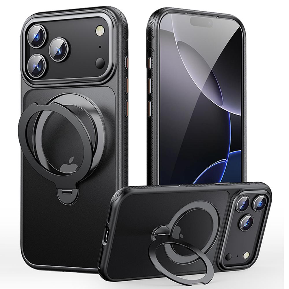 

For iPhone 17 Pro Max Case Compatible with MagSafe Drop Proof TPU PC Kickstand Phone Cover Black