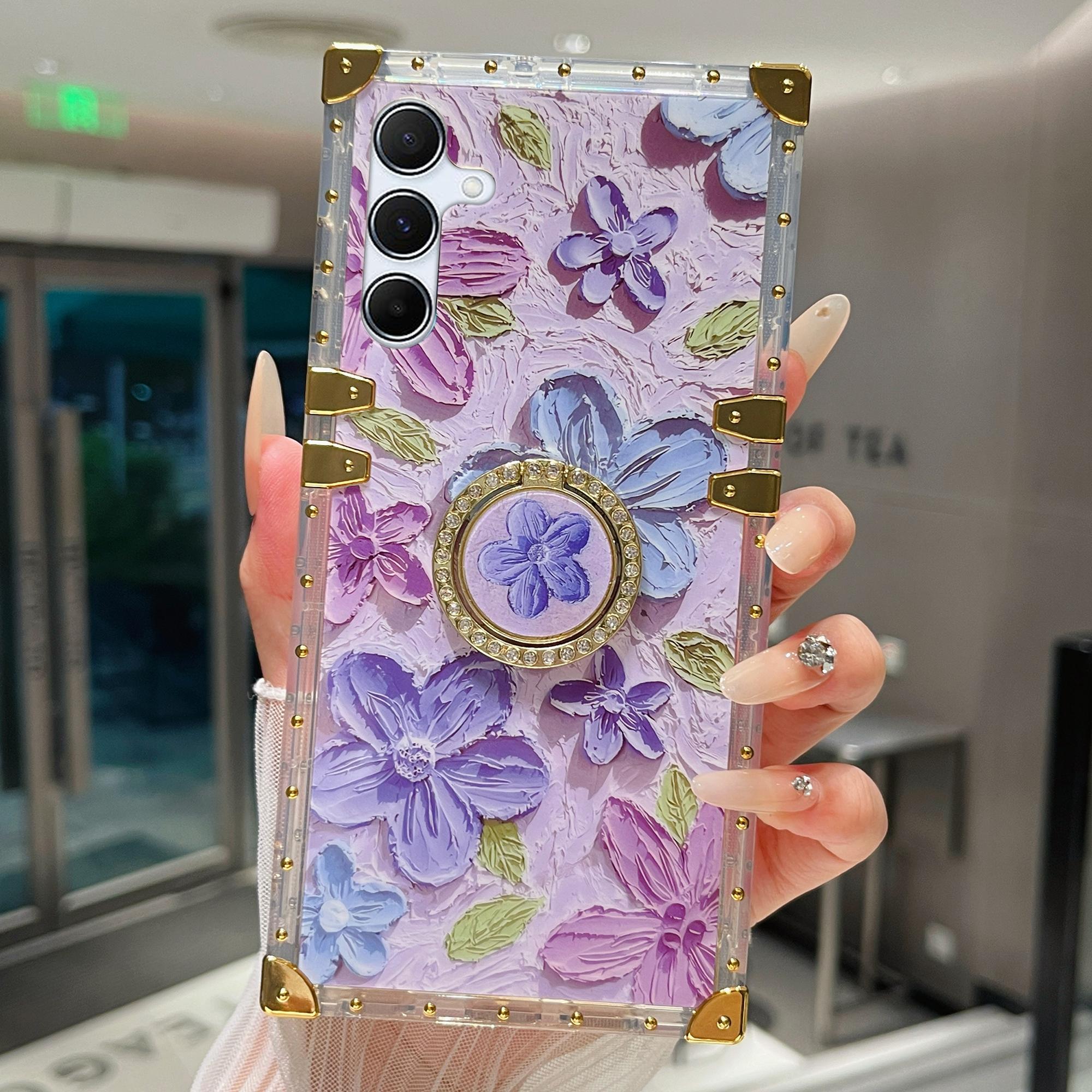

For Samsung Galaxy A55 5G Case Stylish Flower Butterfly Pattern Ring Kickstand TPU + PC Phone Cover E