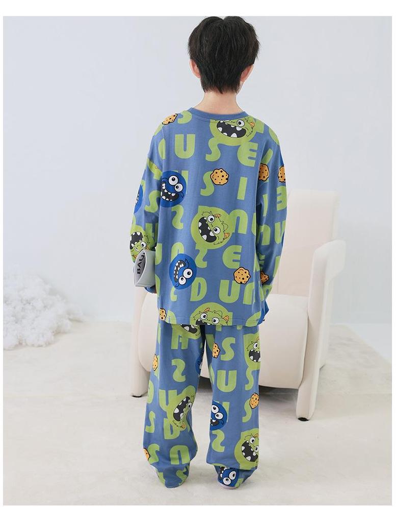 Boys' Spring/Autumn Cotton Pajama Set - Skin-Friendly Cartoon Print Two-Piece for Kids 2025