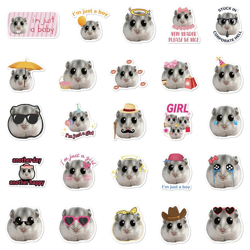 10/30/50 pièces Kawaii Hamster Meme Autocollants Drôles Créatifs Graffiti Autocollant Imperméable Bricolage Skateboard Carnet Téléphone Autocollants Décor