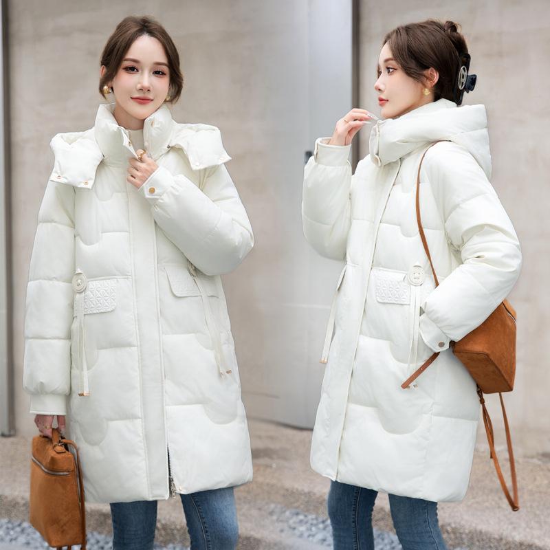 Winter Plus Size Coat Female Long Parkas Hooded Medium Long  Loose Thick Warm Long Sleeve Overcoats Lady Jackets