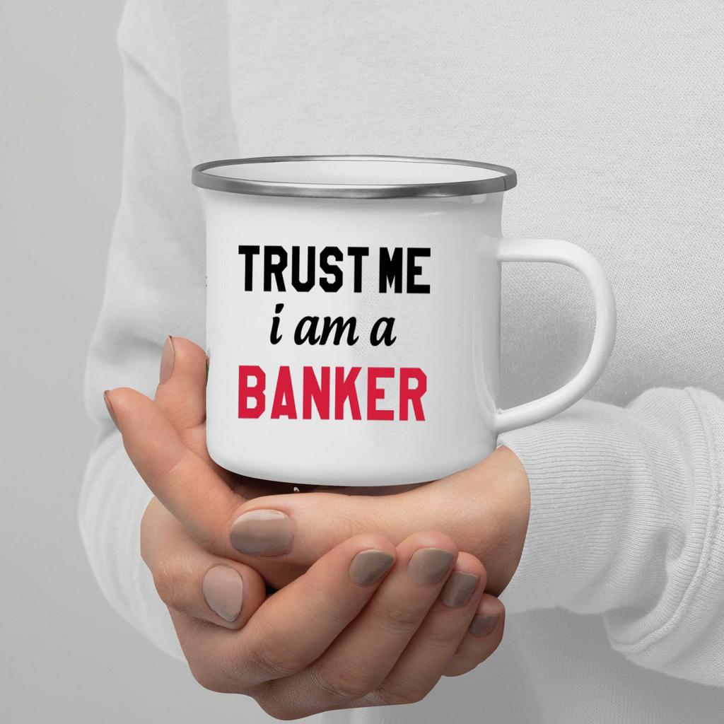 Trust Me I Am Print Enamel Coffee Mug With Handle Wine Beer Drink Juice Cola Cups Milk Mug Best Outdoor Festival Gift Outdoor