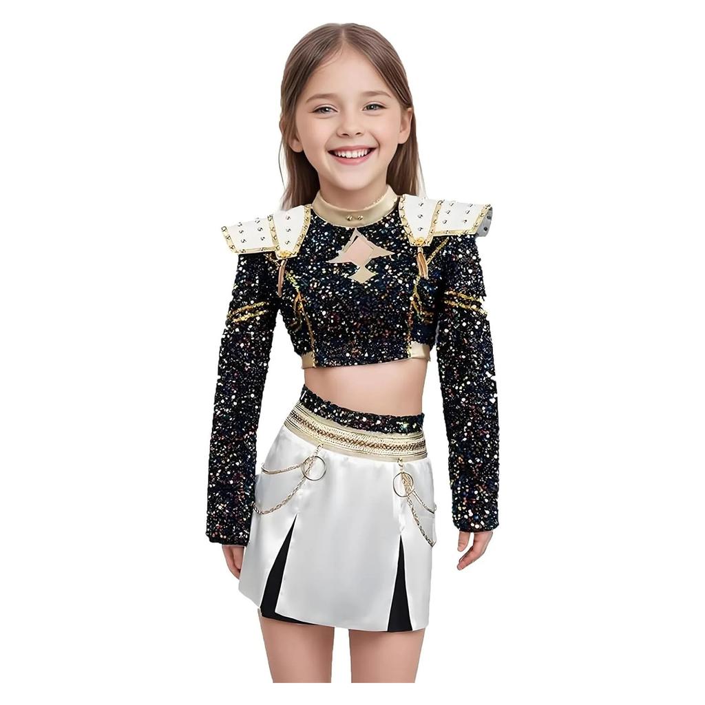 Costume Kpop Hunters Ru-mi Per Bambini - Giacca, Pantaloncini E T-shirt Stampata - Cosplay Halloween Compleanno