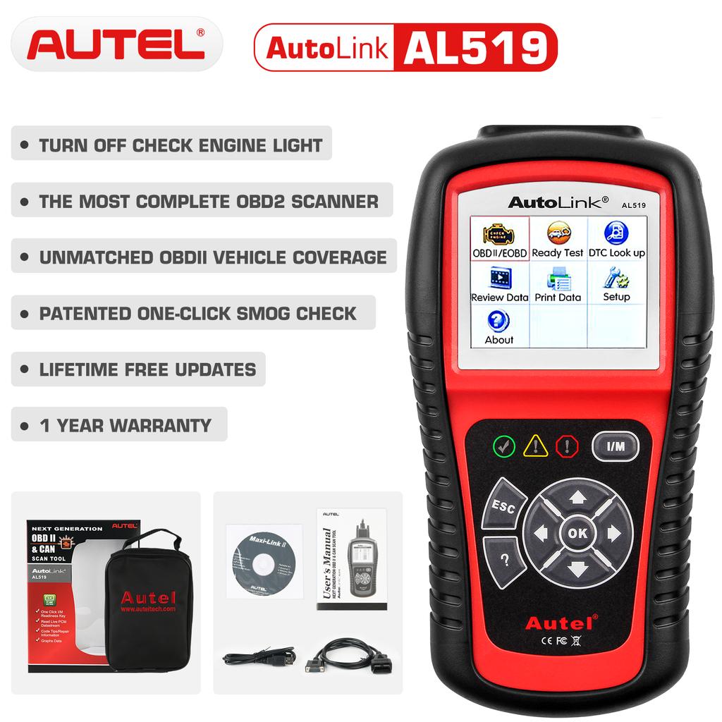 Autel AL619 AL519 Scanner OBD2 Ferramenta de Diagnóstico de Carro Leitor de Código Automotriz ABS,SRS Scanner de Diagnóstico EOBD Automotivo Ferramenta de Varredura