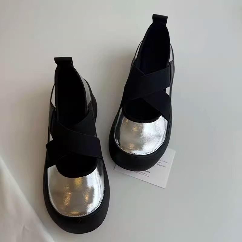 Cross-band sports ballet shoes Mary Jane women's shoes 2025 new platform inner height increase round head small single shoes