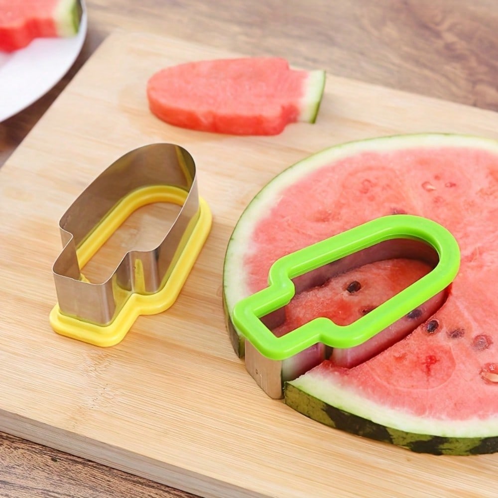 1pc Stainless Steel Watermelon Slicer & Popsicle Mold – Easy Manual Fruit Cutter With Green Handle, No Power Needed, Perfect For Summer Snacks