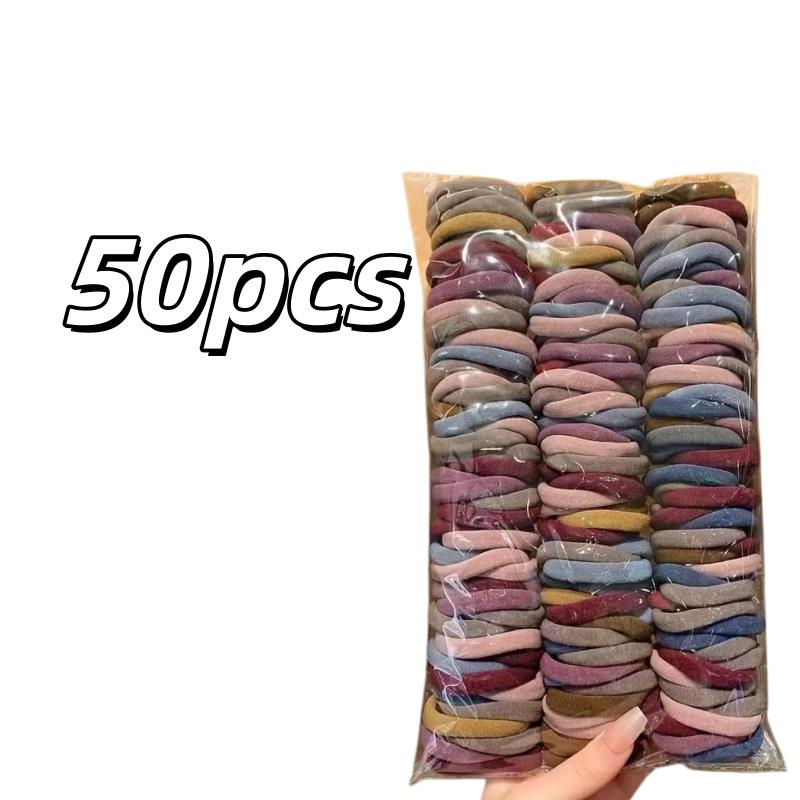 

50/100 шт. Бесшовные эластичные повязки на голову – Прочный держатель для хвоста для женщин и подростков, Разноцветные