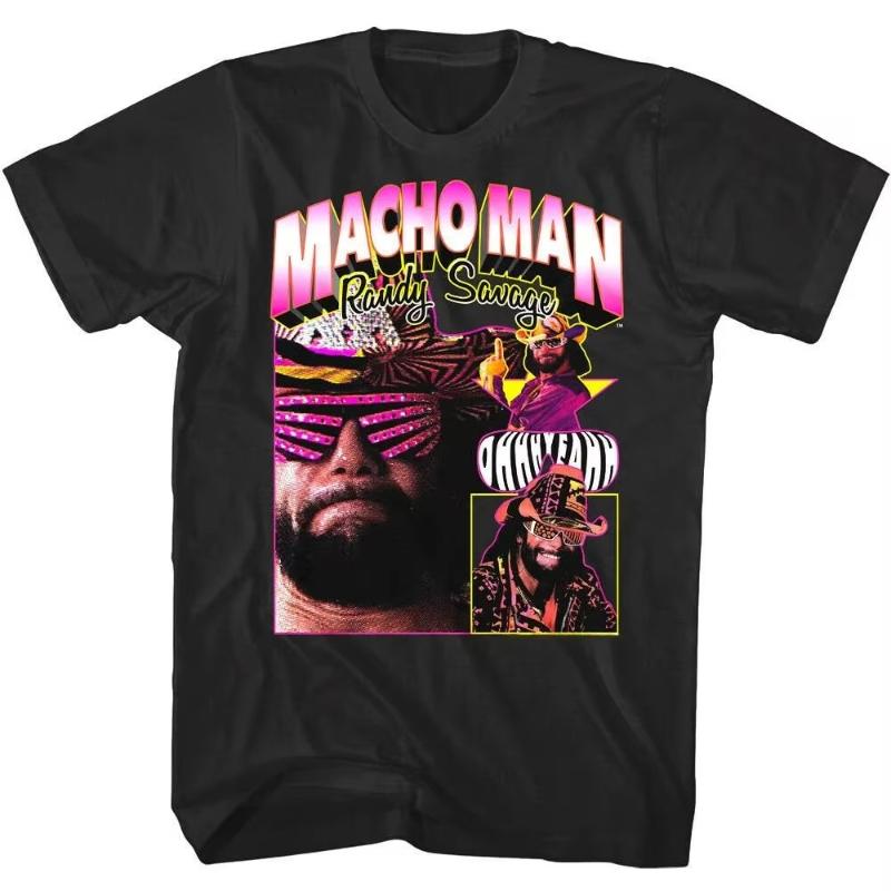Summer Unisex s and Women s Loose Breathable T-shirt Top MACHO Unisex T-shirt Randy Savage Poster Pattern T-shirt S