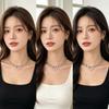 Open Heart Pendant Necklace for Women, Silver Tone Link Chain Jewelry with Adjustable 31-40 Cm Length for Daily Outfits and Gift Use