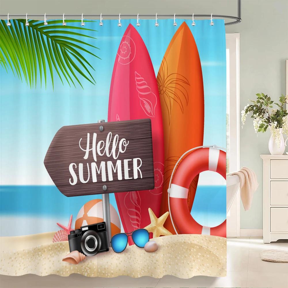 Winter Ski Station Cedar Plant Shower Curtains Bathroom Curtain Frabic Waterproof Polyester Bath Curtain with Hooks Decoration